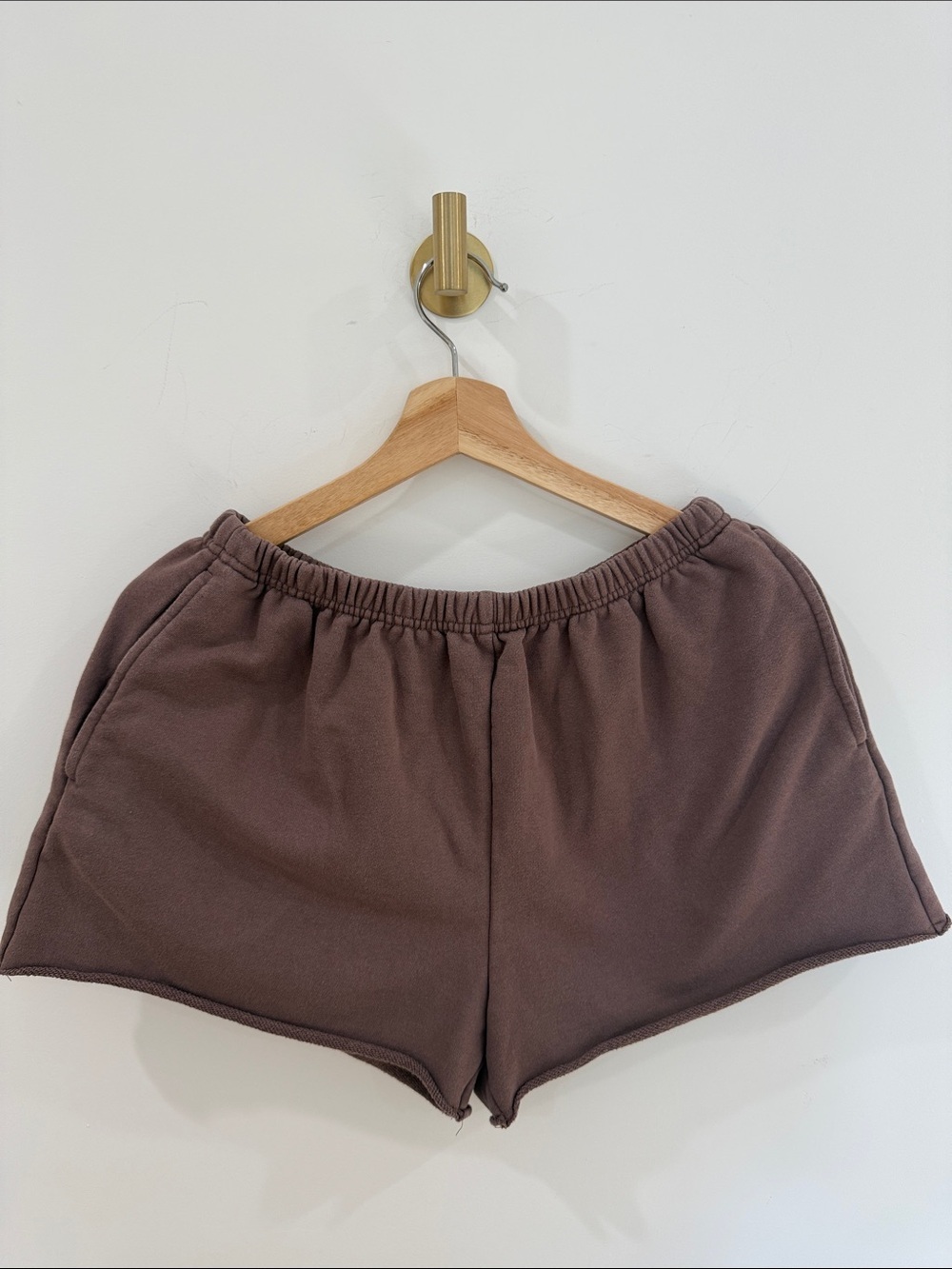 Naked Wardrobe Elastic-Waist Shorts in Mauve Brown